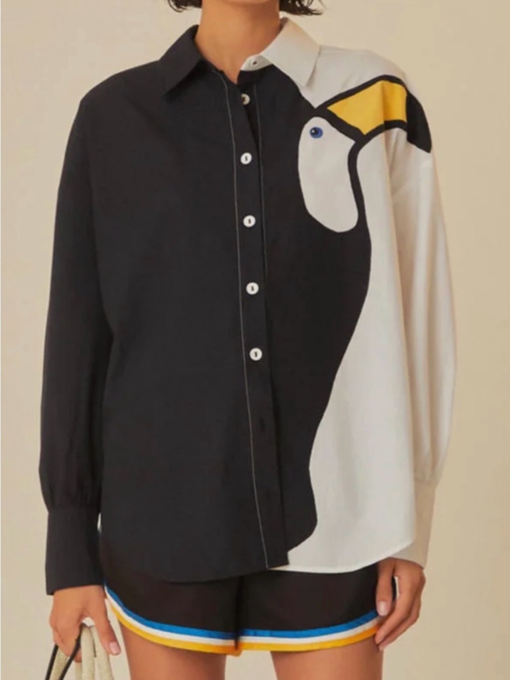 FARM RIO Tucan Cutwork Shirt In White